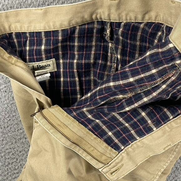 L.L. Bean Natural Fit Flannel Lined Pants Men's 34x29 Beige Outdoors Cotton - Picture 5 of 10